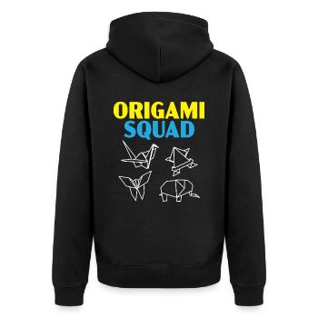Origami Squad Paper Art Origami Paper Japanese - Unisex Premium Organic Zip Hoodie - black - Back - Nico (187cm)