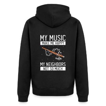 Bassoon Wind Instrument Design for Bassoonist - Unisex Premium Organic Zip Hoodie - black - Back - Nico (187cm)