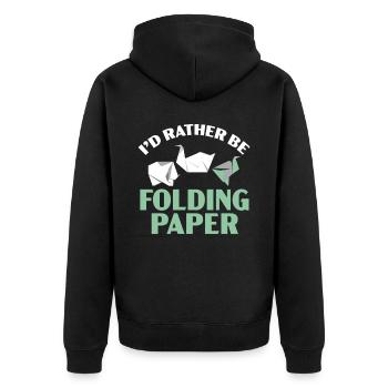 I'd Rather Fold Paper Origami Japanese - Unisex Premium Organic Zip Hoodie - black - Back - Nico (187cm)