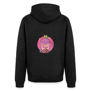 Bubble Tea Boba Tea Kawaii Geschenk - Unisex Premium Bio Zip Hoodie - Schwarz - Hinten - Nico (187cm)
