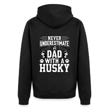 Never underestimate a mom with a Husky - Unisex Premium Bio Zip Hoodie - Schwarz - Hinten - Nico (187cm)
