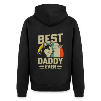 Best Husky Daddy ever - Unisex Premium Bio Zip Hoodie - Schwarz - Hinten - Nico (187cm)