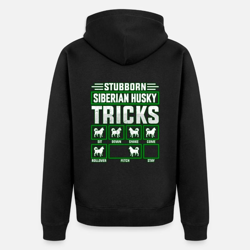 Stubborn Siberian Husky Tricks - Unisex Premium Bio Zip Hoodie - Schwarz