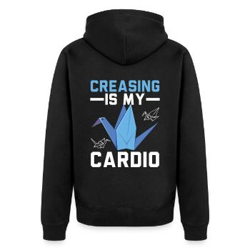Falten ist meine Herzensangelegenheit Papierkunst - Unisex Premium Bio Zip Hoodie - Schwarz - Hinten - Nico (187cm)