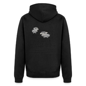 Ich weiß, dass ich nichts weiß - schafsinnig - Unisex Premium Bio Zip Hoodie - Schwarz - Hinten - Nico (187cm)
