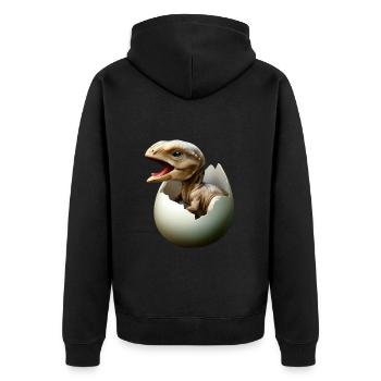 Baby dinosaur hatches from egg - Unisex Premium Organic Zip Hoodie - black - Back - Nico (187cm)