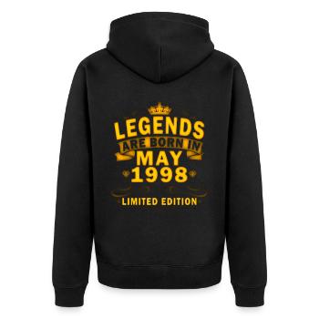 Mai 1998 Jubiläum Mai 1998 Schenkung 1998 - Unisex Premium Bio Zip Hoodie - Schwarz - Hinten - Nico (187cm)