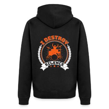 Drummers Drummers Drummers Drummers - Unisex Premium Organic Zip Hoodie - black - Back - Nico (187cm)