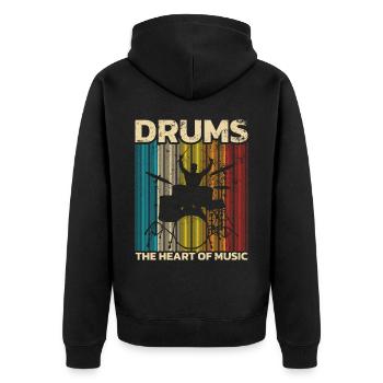 Drummers Drummers Drummers Drummers - Unisex Premium Organic Zip Hoodie - black - Back - Nico (187cm)