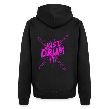 Drummers Drummers Drummers Drummers - Unisex Premium Organic Zip Hoodie - black - Back - Nico (187cm)