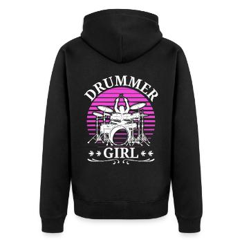 Drummers Drummers Drummers Drummers - Unisex Premium Organic Zip Hoodie - black - Back - Nico (187cm)