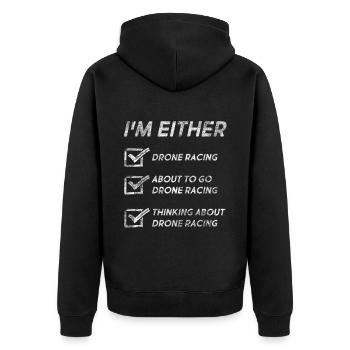 Funny Drone Flying Quotes Drone Flying Lovers - Unisex Premium Organic Zip Hoodie - black - Back - Nico (187cm)