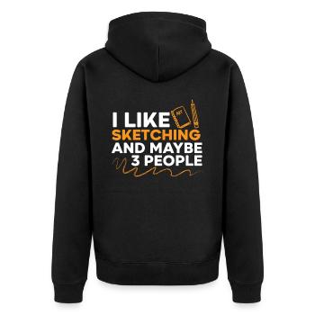 Skizzieren Zeichnen Kritzeln Zeichnen Zeichner - Unisex Premium Bio Zip Hoodie - Schwarz - Hinten - Nico (187cm)