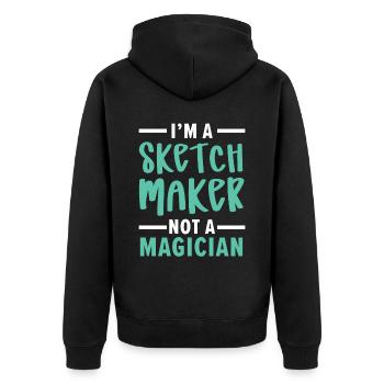 Skizzieren Zeichnen Kritzeln Zeichnen Zeichner - Unisex Premium Bio Zip Hoodie - Schwarz - Hinten - Nico (187cm)