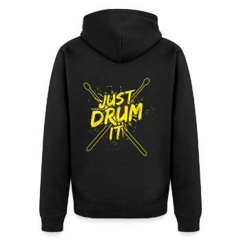 Drummers Drummers Drummers Drummers - Unisex Premium Organic Zip Hoodie - black - Back - Nico (187cm)