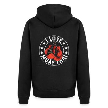 J’adore les arts martiaux des combattants de combat Muay Thai - Veste à capuche bio Premium Unisexe - noir - Dos - Nico (187cm)