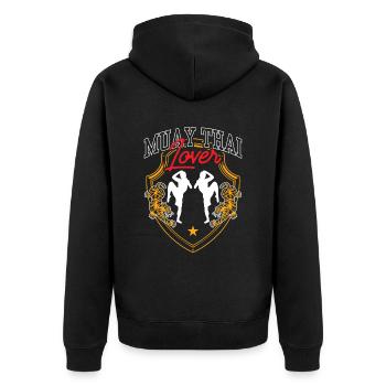 Muay Thai Lovers Martial Arts Fighter Fight - Unisex Premium Organic Zip Hoodie - black - Back - Nico (187cm)