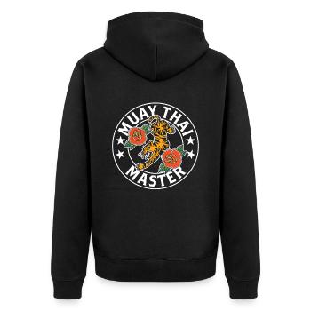 Muay Thai Master Fighting Martial Arts Fighter - Unisex Premium Organic Zip Hoodie - black - Back - Nico (187cm)