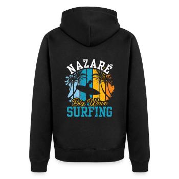 Nazaré Big Wave Surfing Waves Surfer Surfing - Unisex Premium Organic Zip Hoodie - black - Back - Nico (187cm)