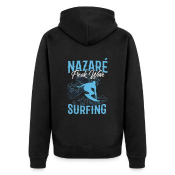 Nazaré Freak Surf Vagues Surfer Surf - Veste à capuche bio Premium Unisexe - noir - Dos - Nico (187cm)