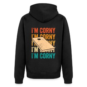 Drôle de trou de maïs Cornhole Retro - Veste à capuche bio Premium Unisexe - noir - Dos - Nico (187cm)