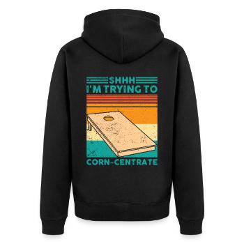 Lustiges Cornhole Corn Hole Retro - Unisex Premium Bio Zip Hoodie - Schwarz - Hinten - Nico (187cm)