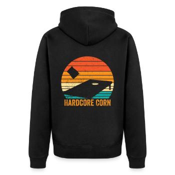 Drôle de trou de maïs Cornhole Retro - Veste à capuche bio Premium Unisexe - noir - Dos - Nico (187cm)