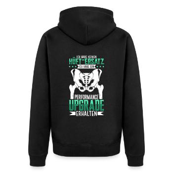 Performance Upgrade erhalten - Neue Hüfte - Unisex Premium Bio Zip Hoodie - Schwarz - Hinten - Nico (187cm)
