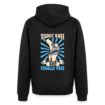 Finally free - knee prosthesis - Unisex Premium Organic Zip Hoodie - black - Back - Nico (187cm)