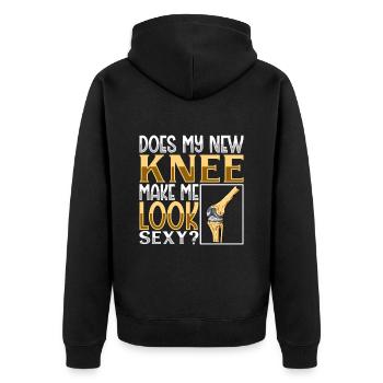 Make My New Knee Make Me Sexy - Knee Titanium - Unisex Premium Organic Zip Hoodie - black - Back - Nico (187cm)