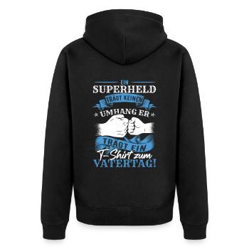 Vatertag Papa Sprüche Lustig - Unisex Premium Bio Zip Hoodie - Schwarz - Hinten - Nico (187cm)