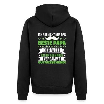 Väter Papa Vatertag Geschenke Vatertag 2023 - Unisex Premium Bio Zip Hoodie - Schwarz - Hinten - Nico (187cm)