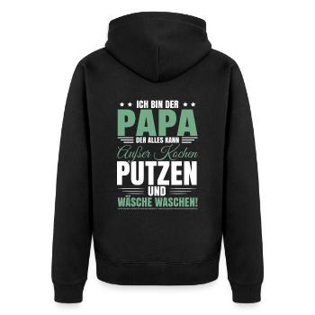 Vatertag 2023 Sprüche Papa Humor - Unisex Premium Bio Zip Hoodie - Schwarz - Hinten - Nico (187cm)