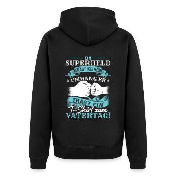 Vatertag Papa Ehemann Männertag Vatertag 2023 - Unisex Premium Bio Zip Hoodie - Schwarz - Hinten - Nico (187cm)