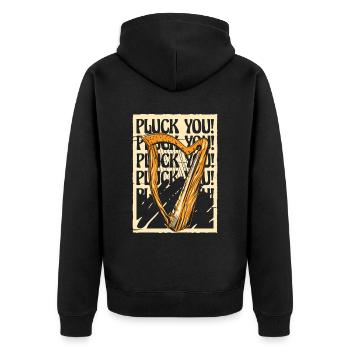 Pluck You Harp Concert Harp Harp Music - Unisex Premium Organic Zip Hoodie - black - Back - Nico (187cm)