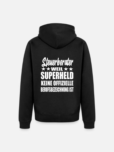 Steuerberater Superheld Spruch - Unisex Premium Bio Zip Hoodie - Schwarz