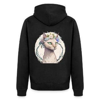 Cute Tonkinese Cat Flower Crown Cats Pet Kitten - Unisex Premium Bio Zip Hoodie - Schwarz - Hinten - Nico (187cm)