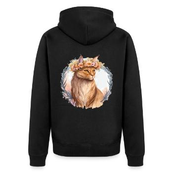Cute Somali Cat Flower Crown Cats Pet Kitten - Unisex Premium Bio Zip Hoodie - Schwarz - Hinten - Nico (187cm)