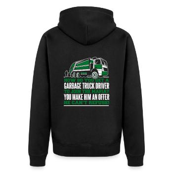 Lkw Fahrer Trucker Lastwagenfahrer Witzig - Unisex Premium Bio Zip Hoodie - Schwarz - Hinten - Nico (187cm)