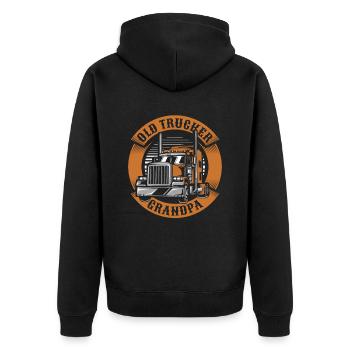 Lkw Fahrer Trucker Lastwagenfahrer Alter Trucker - Unisex Premium Bio Zip Hoodie - Schwarz - Hinten - Nico (187cm)