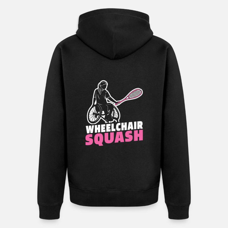 Fauteuil roulant de squash - Veste à capuche bio Premium Unisexe - noir