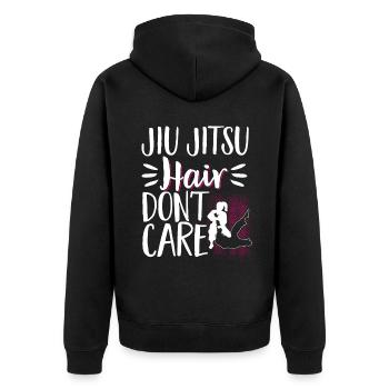 Brazilian Jiu Jitsu MMA Bjj Hugger - Unisex Premium Bio Zip Hoodie - Schwarz - Hinten - Nico (187cm)