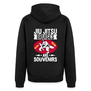 Brazilian Jiu Jitsu MMA Bjj Hugger - Unisex Premium Bio Zip Hoodie - Schwarz - Hinten - Nico (187cm)