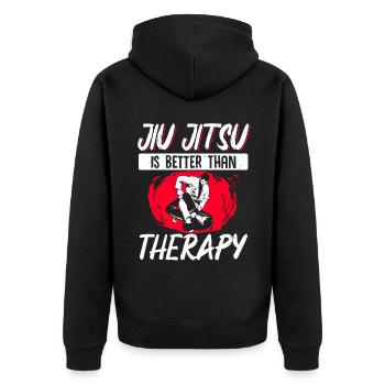 Brazilian Jiu Jitsu MMA Bjj Hugger - Unisex Premium Bio Zip Hoodie - Schwarz - Hinten - Nico (187cm)