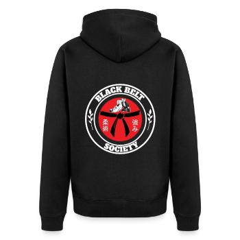 Brazilian Jiu Jitsu MMA Bjj Hugger - Unisex Premium Bio Zip Hoodie - Schwarz - Hinten - Nico (187cm)