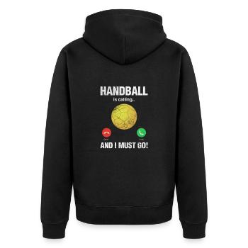 Handball Handball Player Handball Player Sports Gift - Unisex Premium Organic Zip Hoodie - black - Back - Nico (187cm)