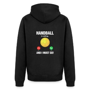 Handball - Unisex Premium Organic Zip Hoodie - black - Back - Nico (187cm)