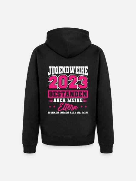 Jugendweihe 2023 Mädchen - Unisex Premium Bio Zip Hoodie - Schwarz
