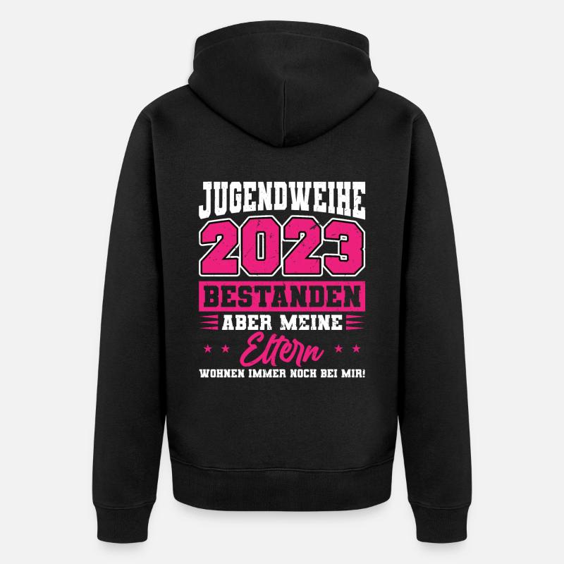 Jugendweihe 2023 Mädchen - Unisex Premium Bio Zip Hoodie - Schwarz