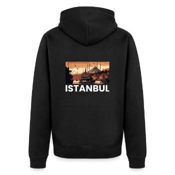 Istanbul, turkiye, turkey - Unisex Premium Bio Zip Hoodie - Schwarz - Hinten - Nico (187cm)